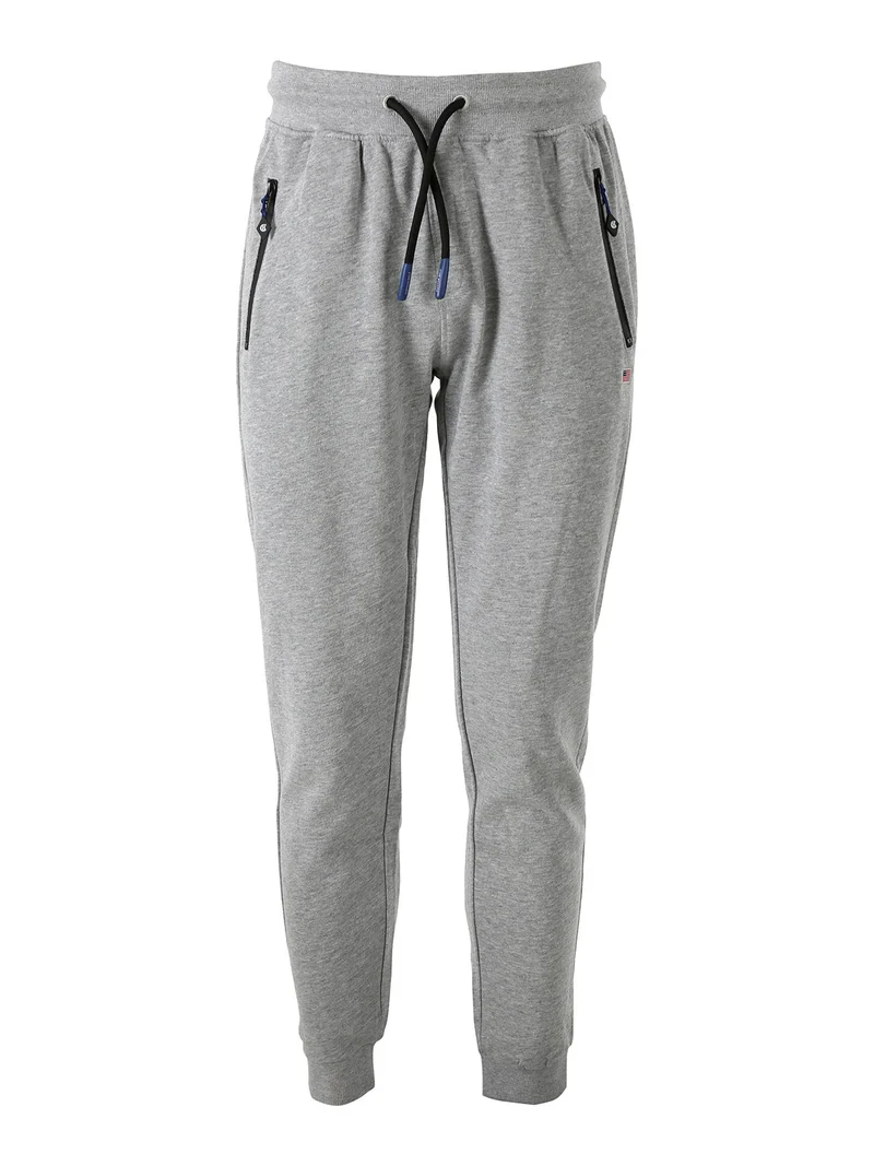 Pantaloni tuta da uomo con coulisse e polsini - grigio