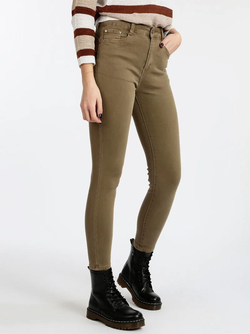 Pantaloni donna push up - khaki