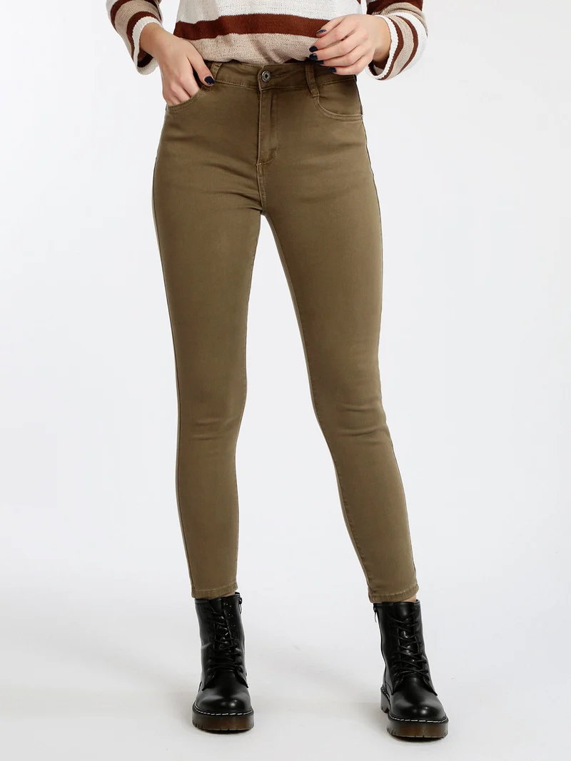 Pantaloni donna push up - khaki