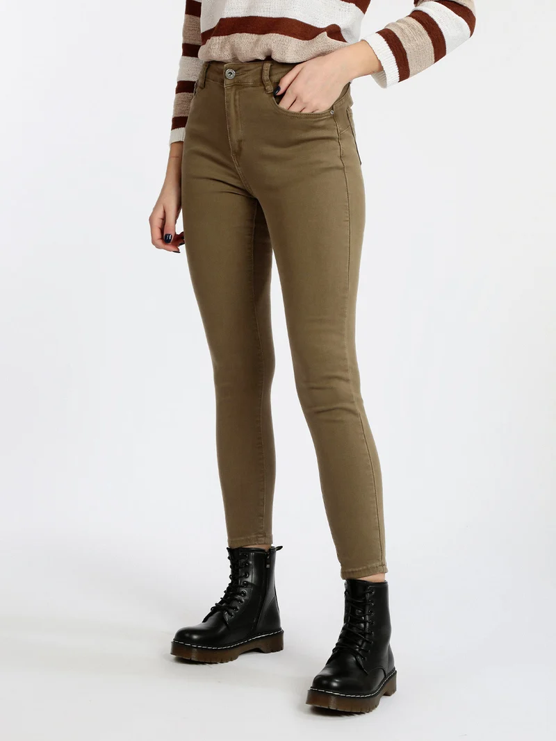Pantaloni donna push up - khaki