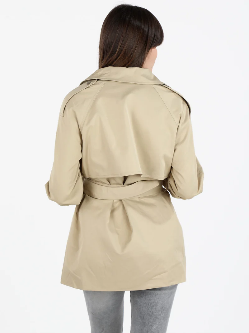 Trench donna con chiusura a doppiopetto e cintura - khaki