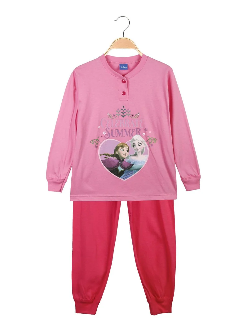 Elsa & Anna Pigiama lungo da bambina in cotone - rosa