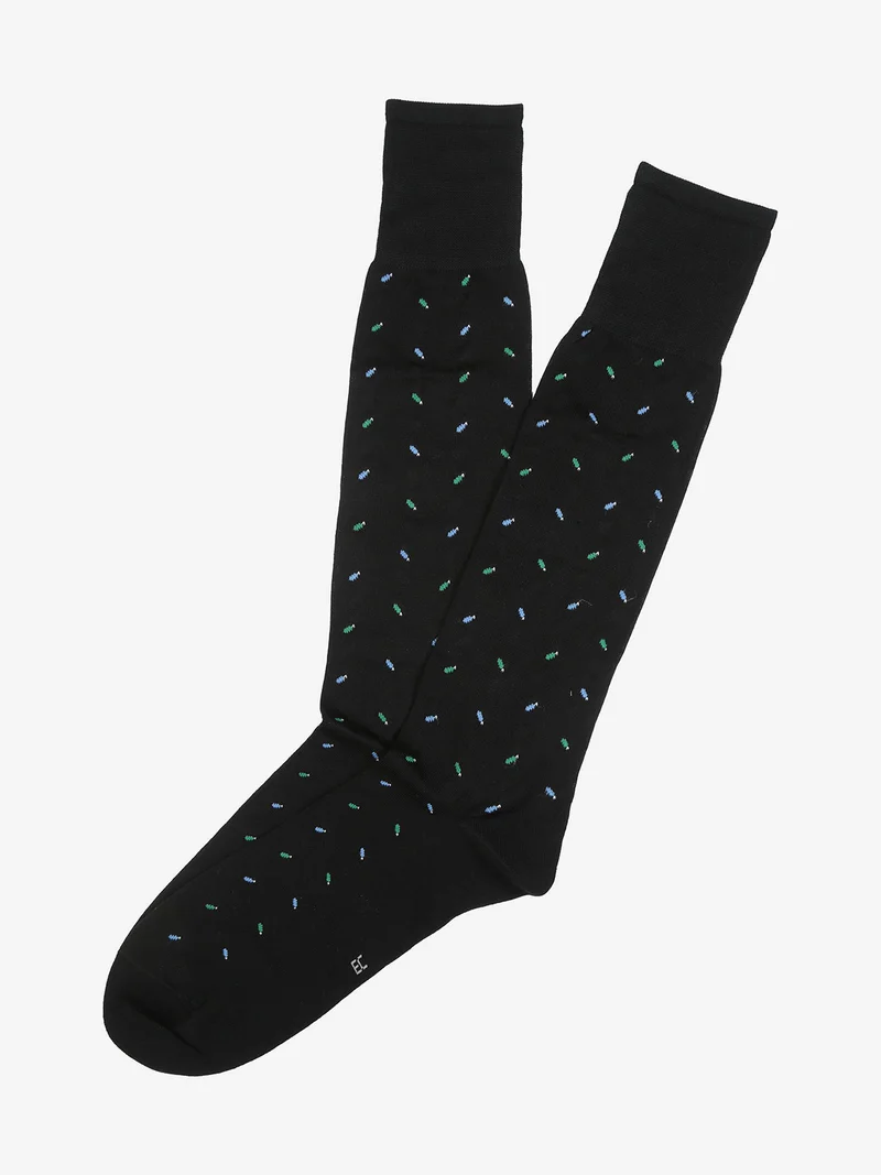 Calze lunghe da uomo in filo di scozia con stampe - nero