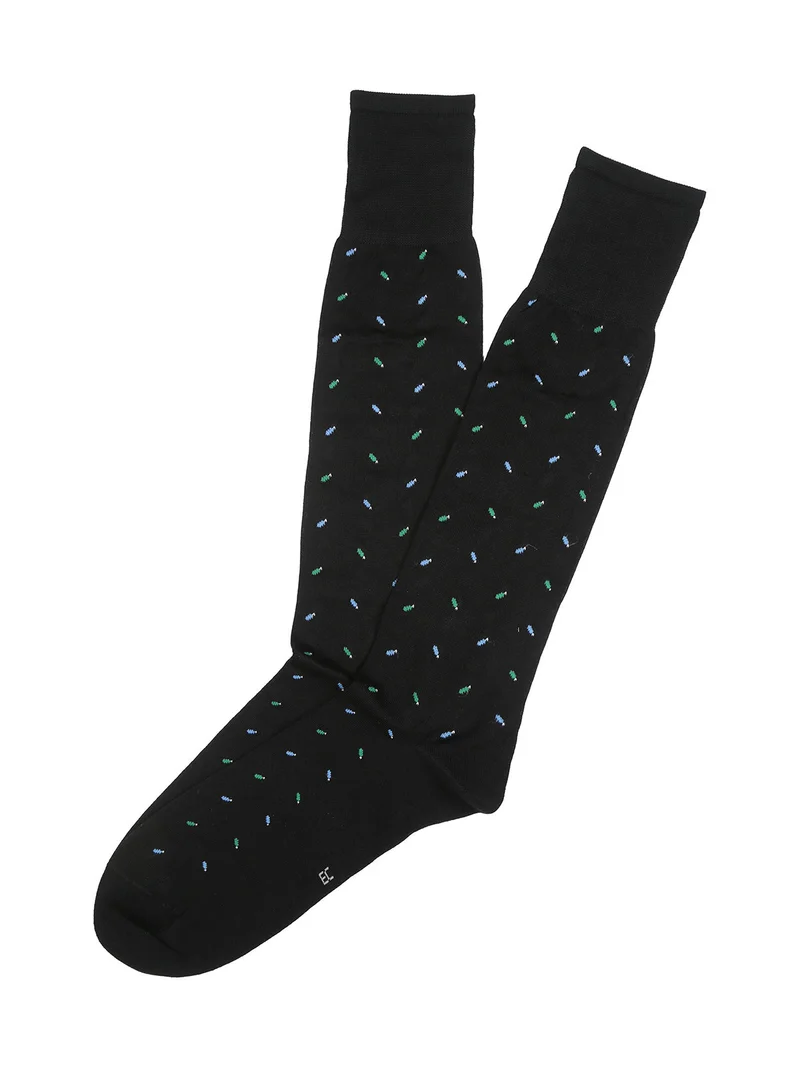 Calze lunghe da uomo in filo di scozia con stampe - nero