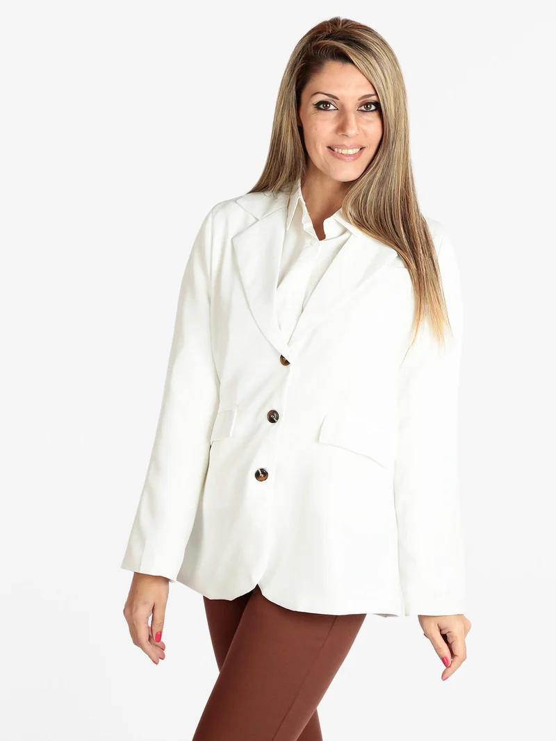Blazer donna con bottoni - bianco