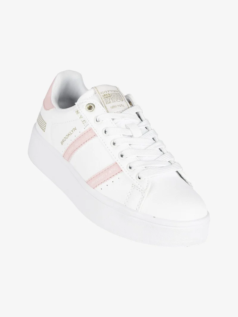 Sneakers stringata donna con platform - rosa