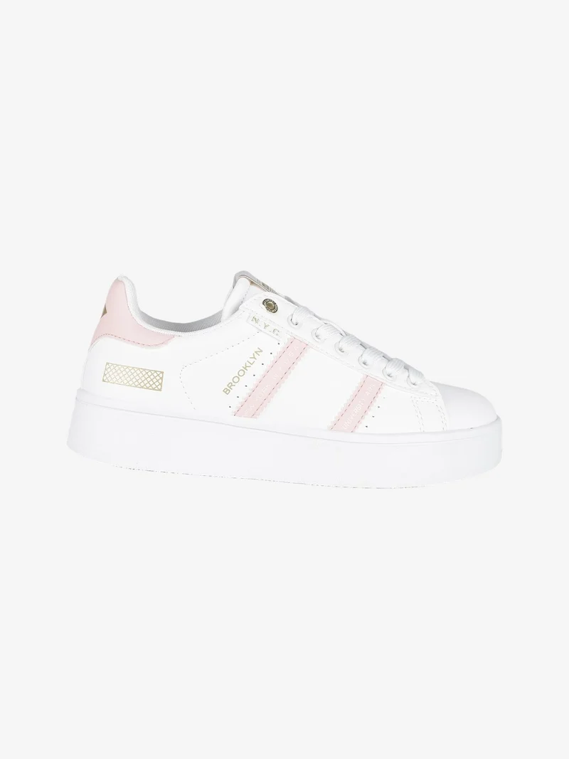 Sneakers stringata donna con platform - rosa