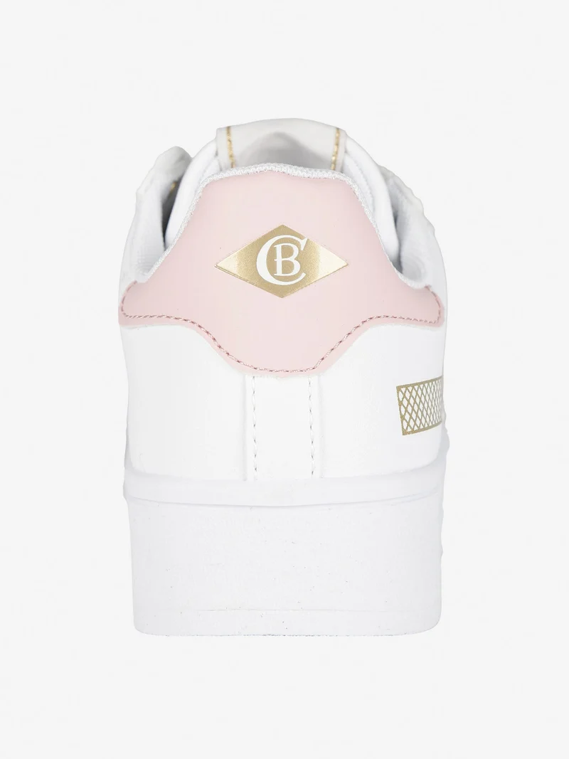 Sneakers stringata donna con platform - rosa