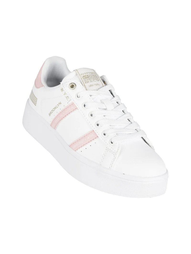 Sneakers stringata donna con platform - rosa