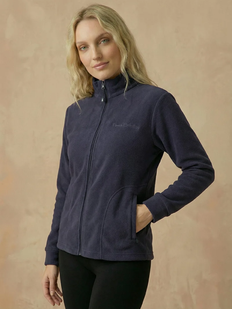 Felpa in pile da donna con zip - blu scuro