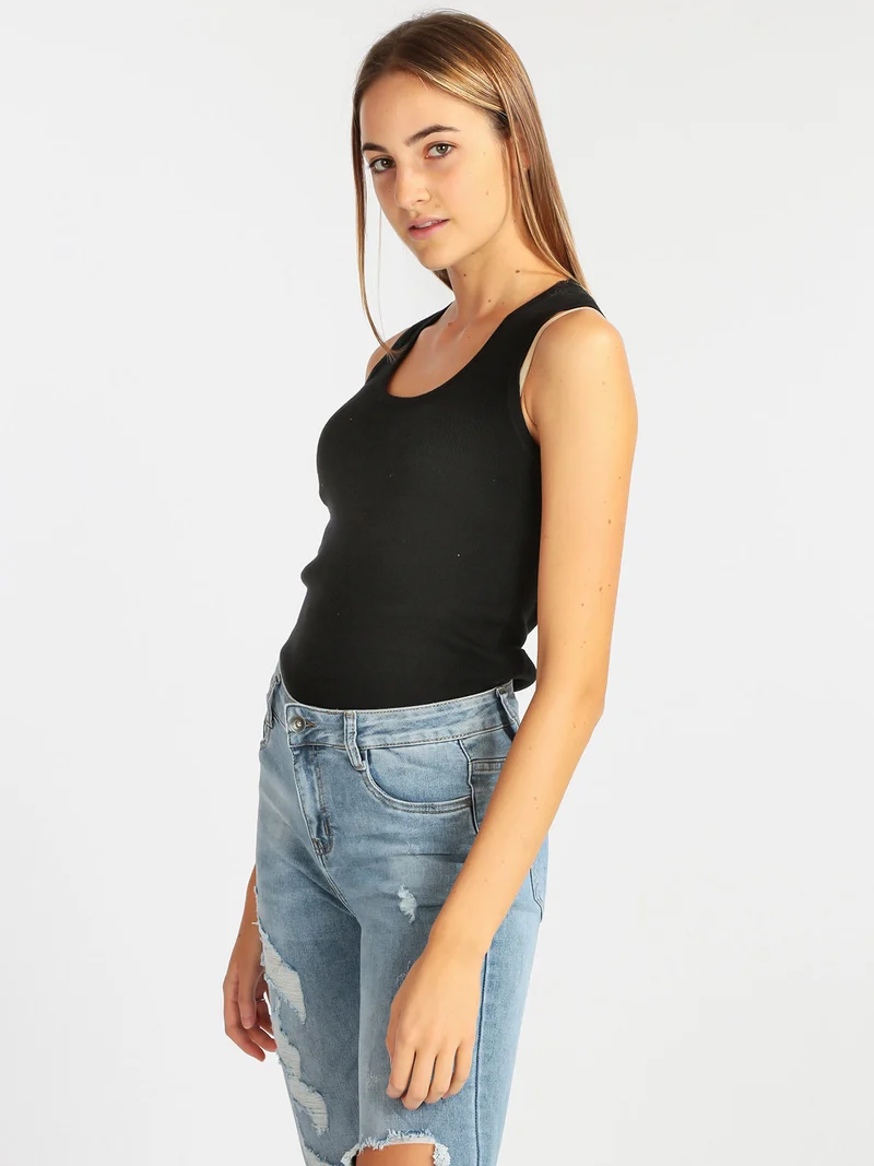 Top da donna in maglia - nero