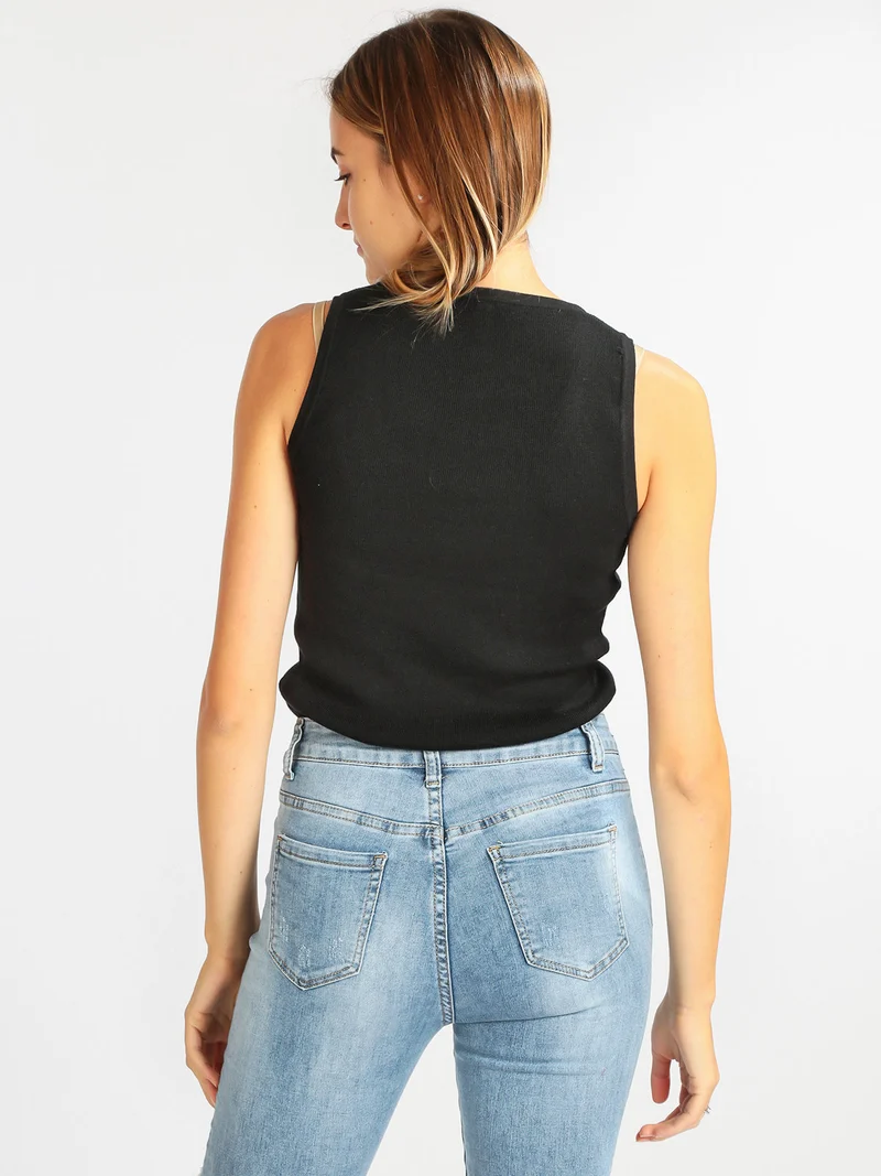 Top da donna in maglia - nero