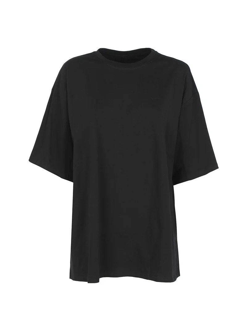 T-shirt donna oversize tinta unita - nero