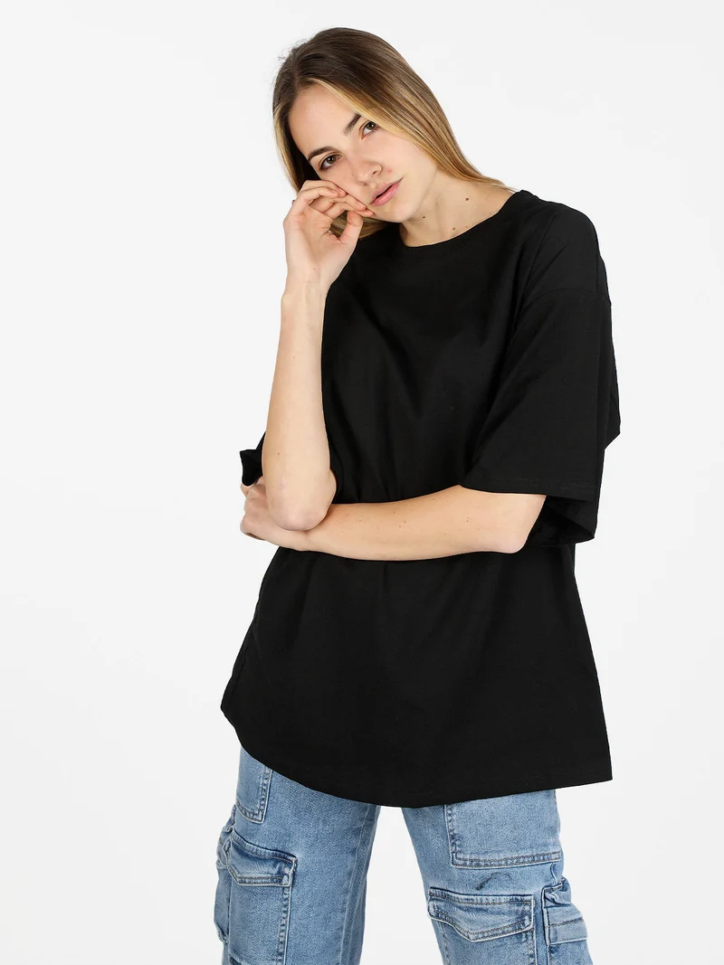 T-shirt donna oversize tinta unita - nero