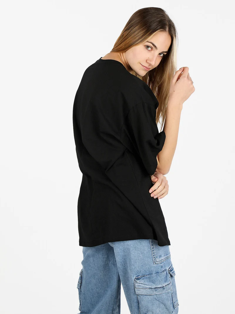 T-shirt donna oversize tinta unita - nero