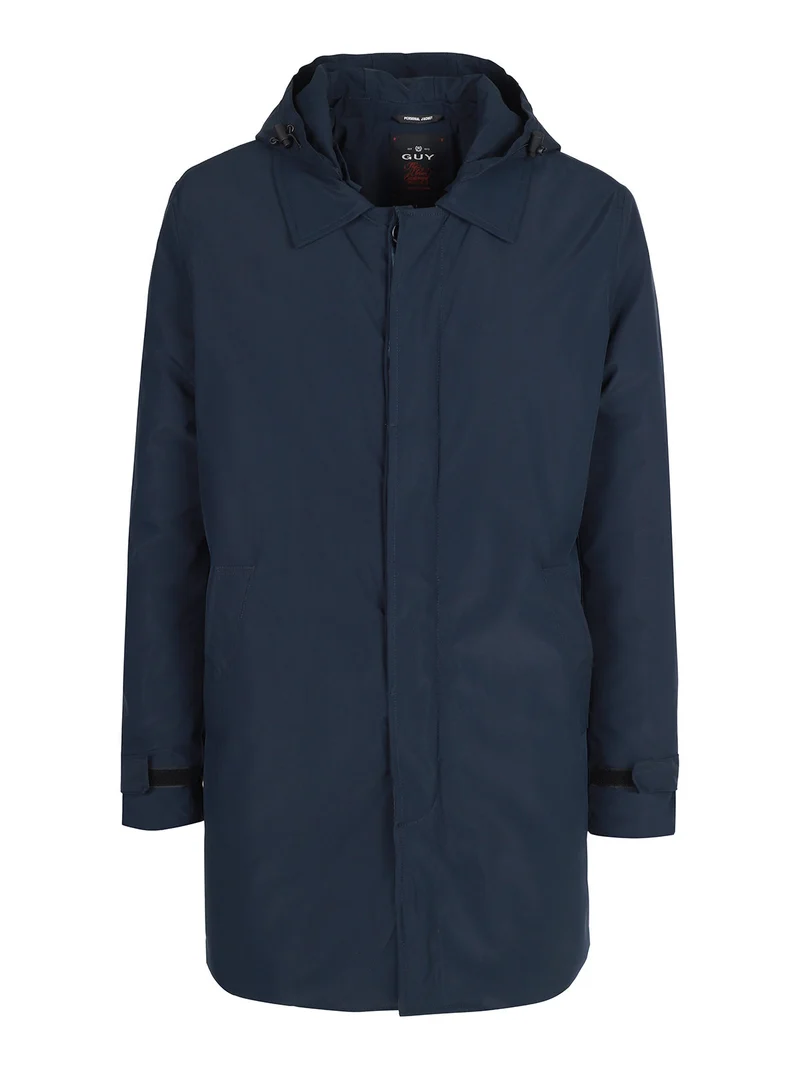 Giubbotto da uomo imbottito e impermeabile con cappuccio - blu scuro