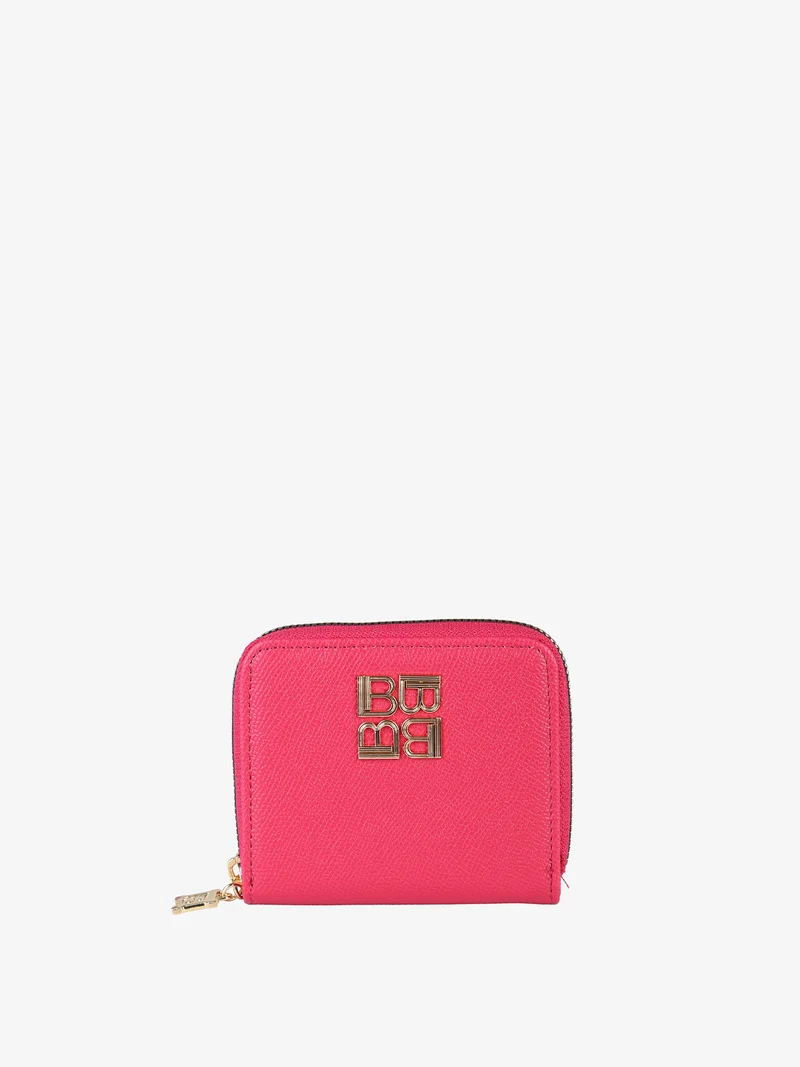 Portafoglio mini da donna zip e logo - fucsia