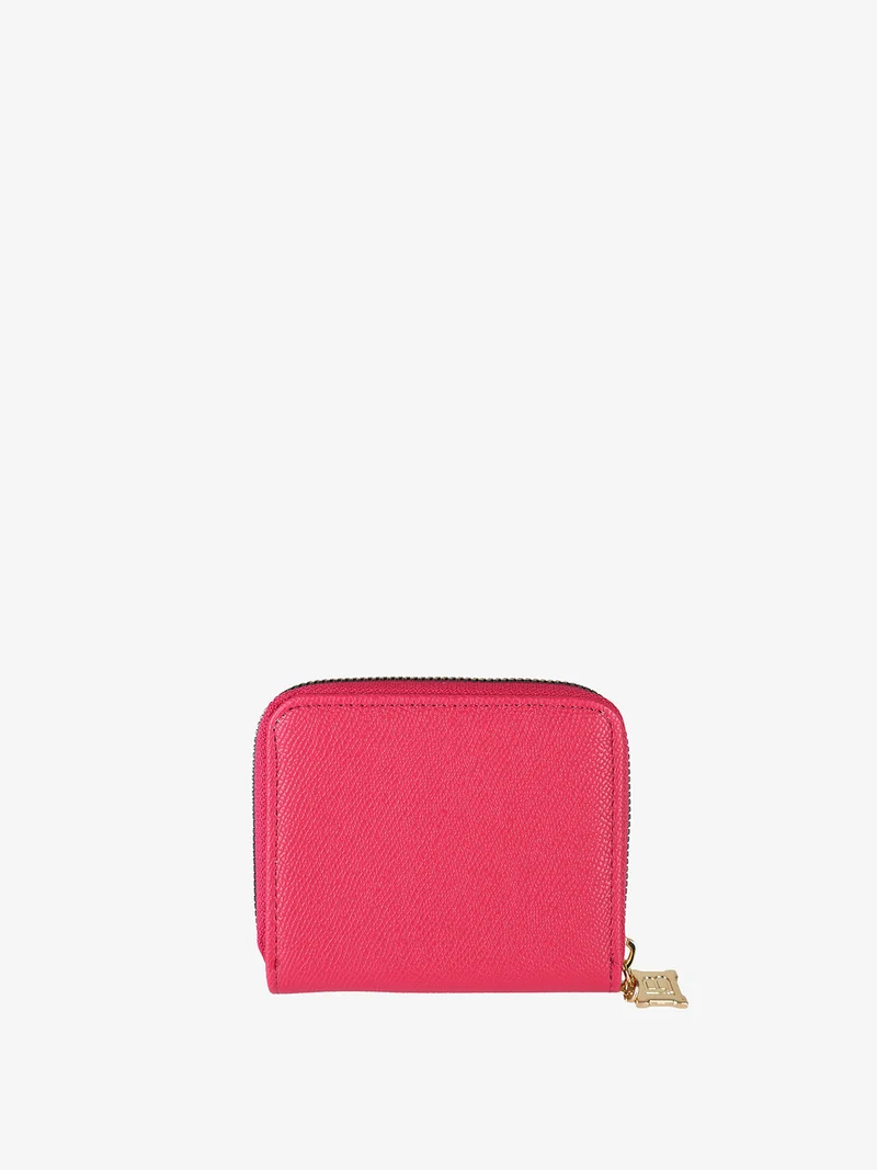 Portafoglio mini da donna zip e logo - fucsia