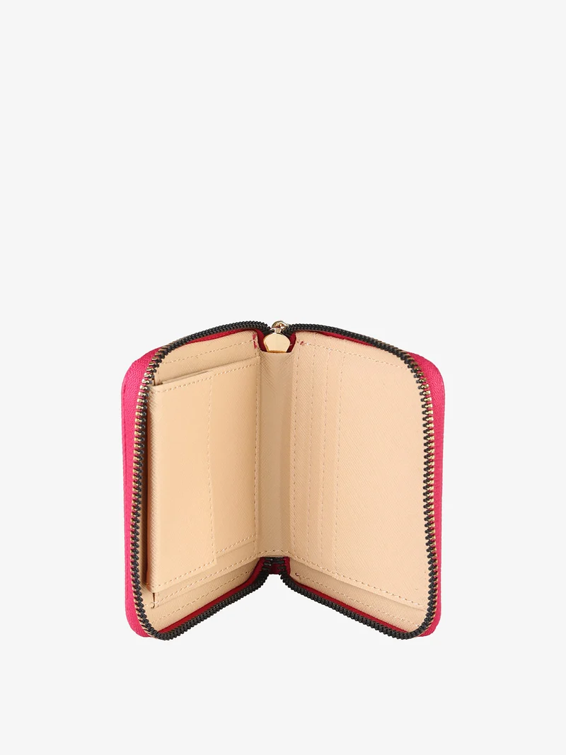 Portafoglio mini da donna zip e logo - fucsia
