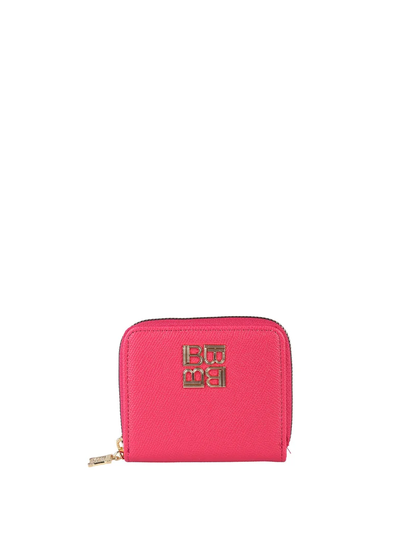 Portafoglio mini da donna zip e logo - fucsia