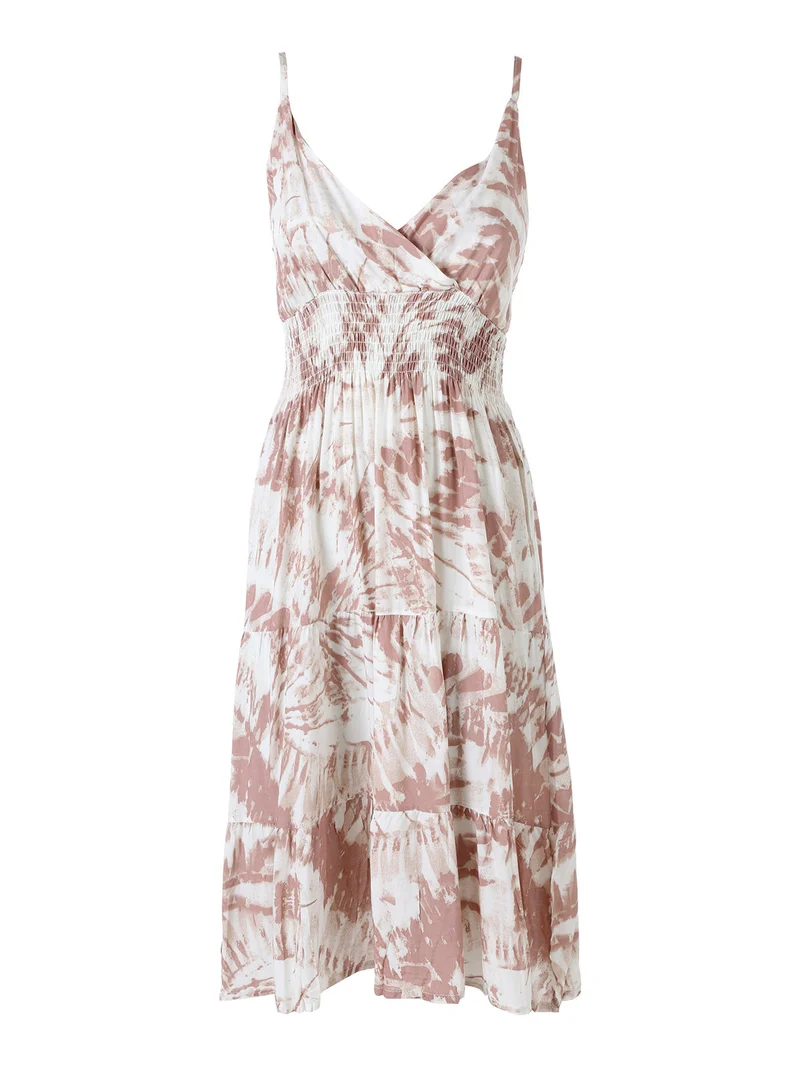 Vestito donna in cotone con spalline strette - beige