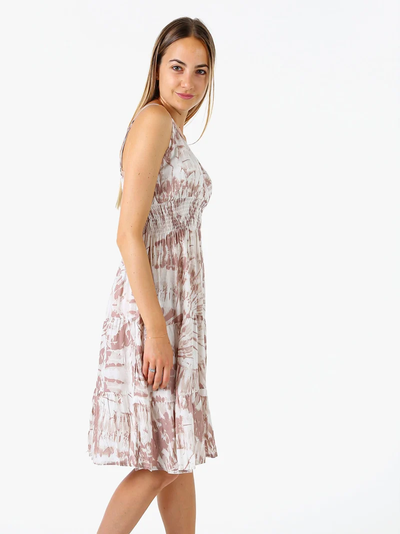 Vestito donna in cotone con spalline strette - beige