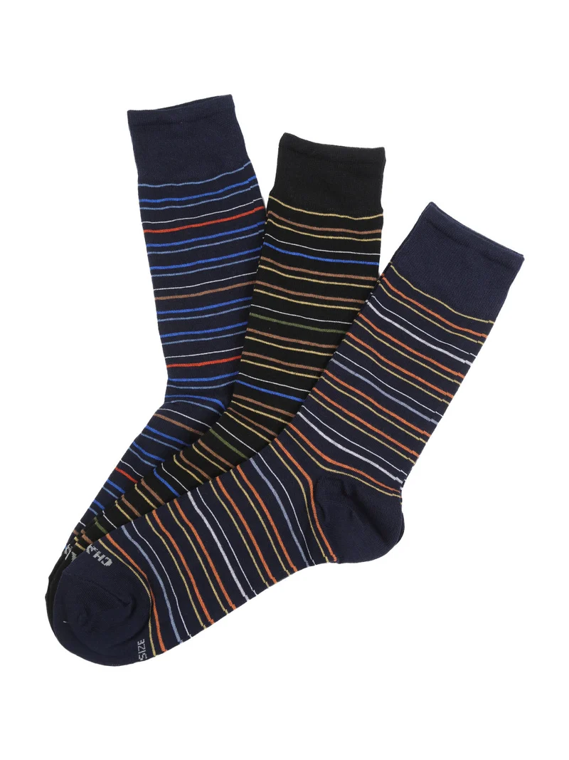 Confezione da 3 paia di calze corte a righe da uomo in cotone - nero