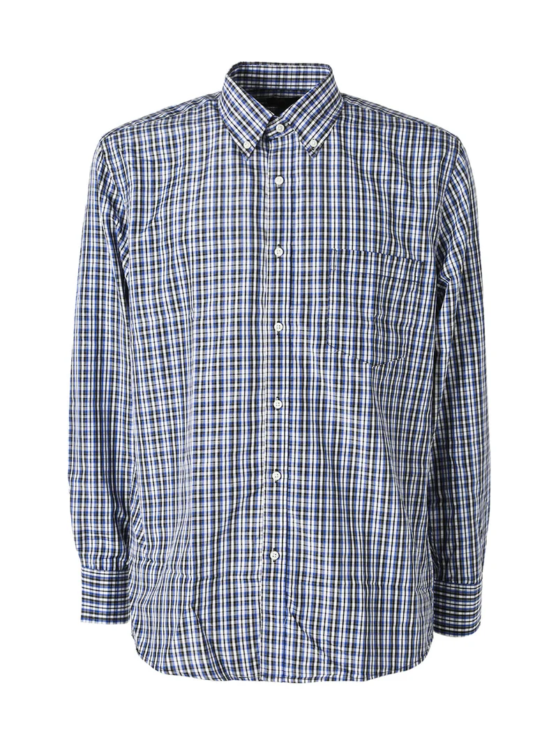 Camicia da uomo a quadretti con maniche lunghe - bluette