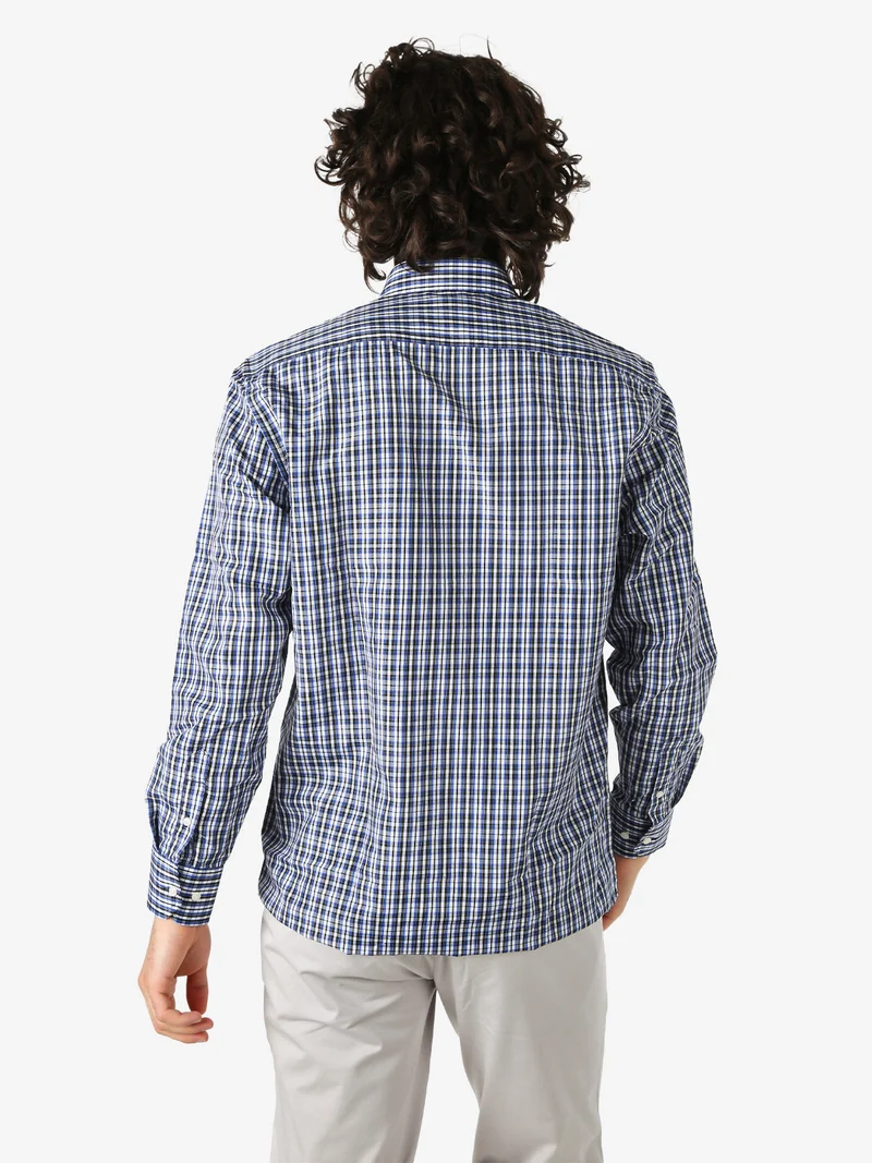 Camicia da uomo a quadretti con maniche lunghe - bluette