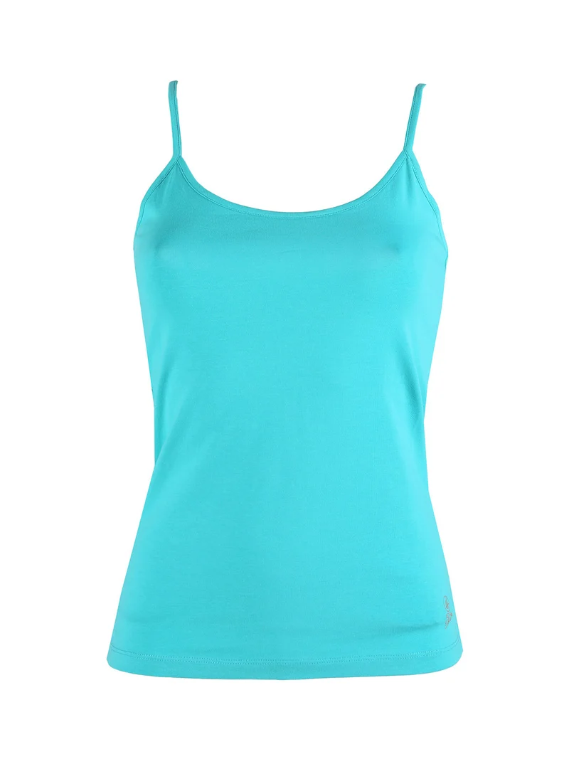 Top donna in cotone con spalline sottili - turchese
