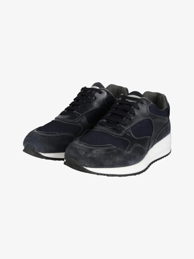 Sneakers in pelle da uomo - blu scuro