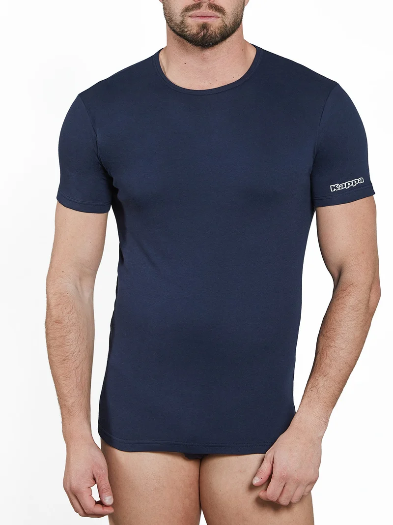Maglia manica corta da uomo in caldo cotone - blu scuro