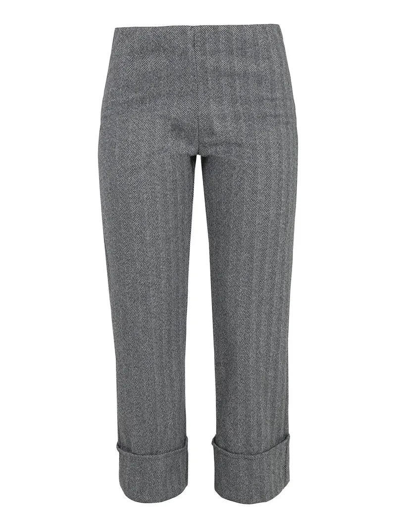 Pantaloni donna culotte cropped spigati - grigio