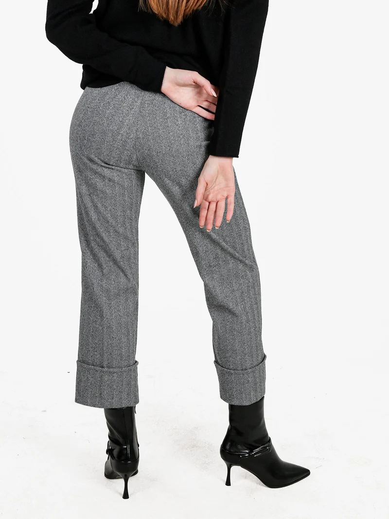Pantaloni donna culotte cropped spigati - grigio