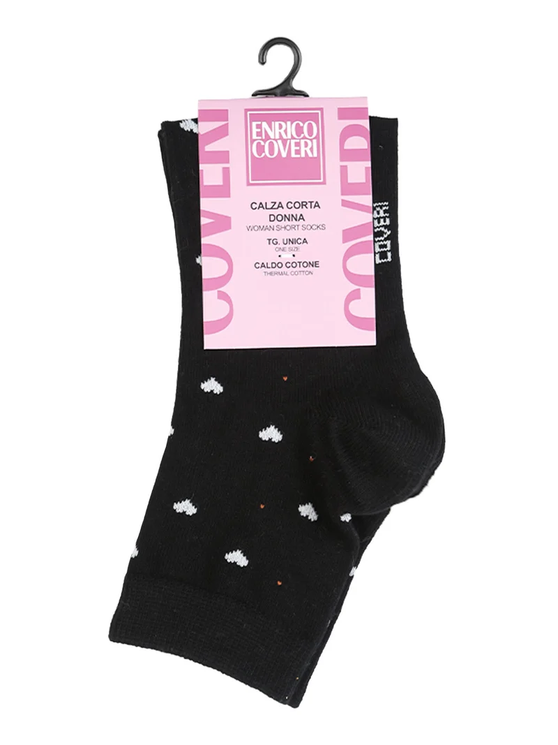 Calze corte donna cuori in caldo cotone - nero