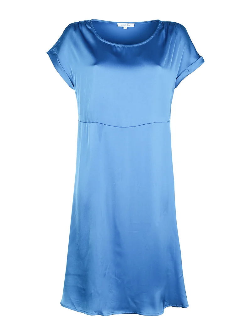 Abito donna effetto seta manica corta - blu