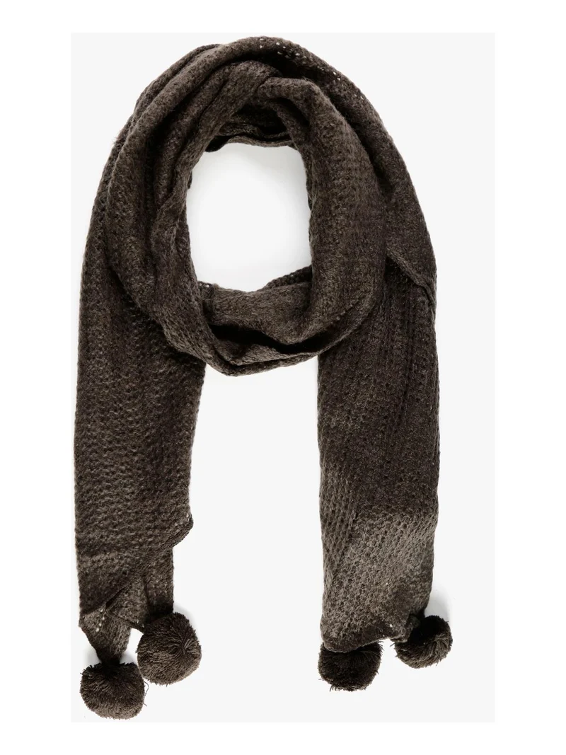 Sciarpa con pompon - marrone
