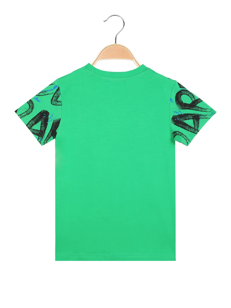 T-shirt manica corta da bambino con scritte - verde
