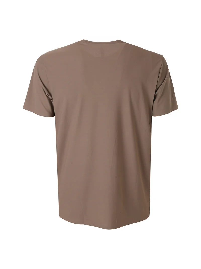 T-shirt girocollo da uomo in tessuto tecnico traspirante - marrone