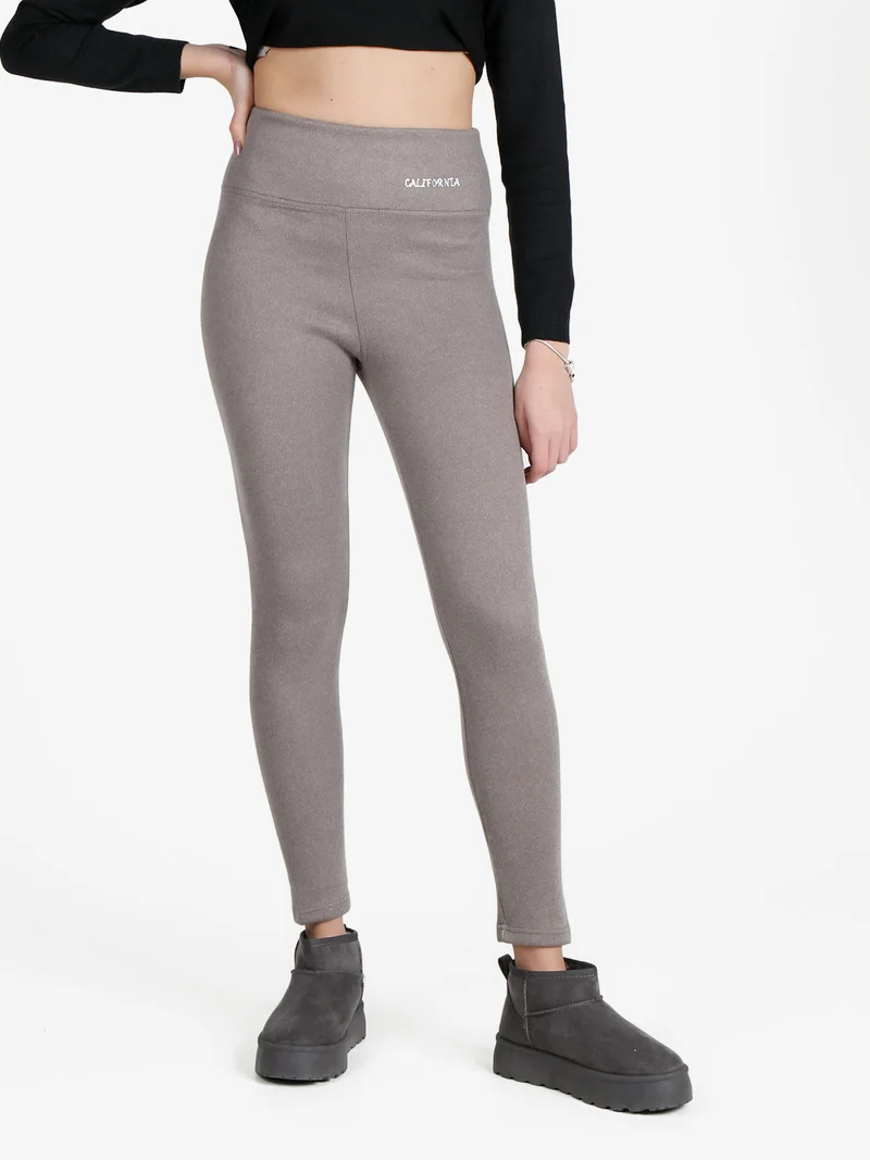 Leggings donna in pile - grigio