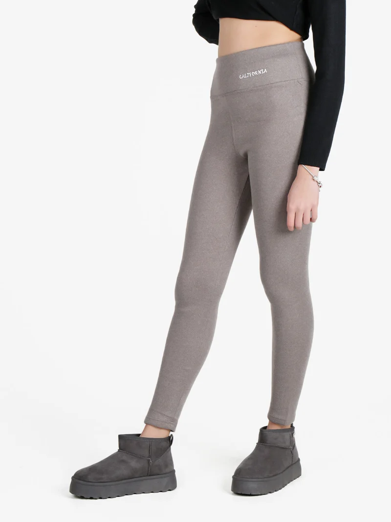 Leggings donna in pile - grigio