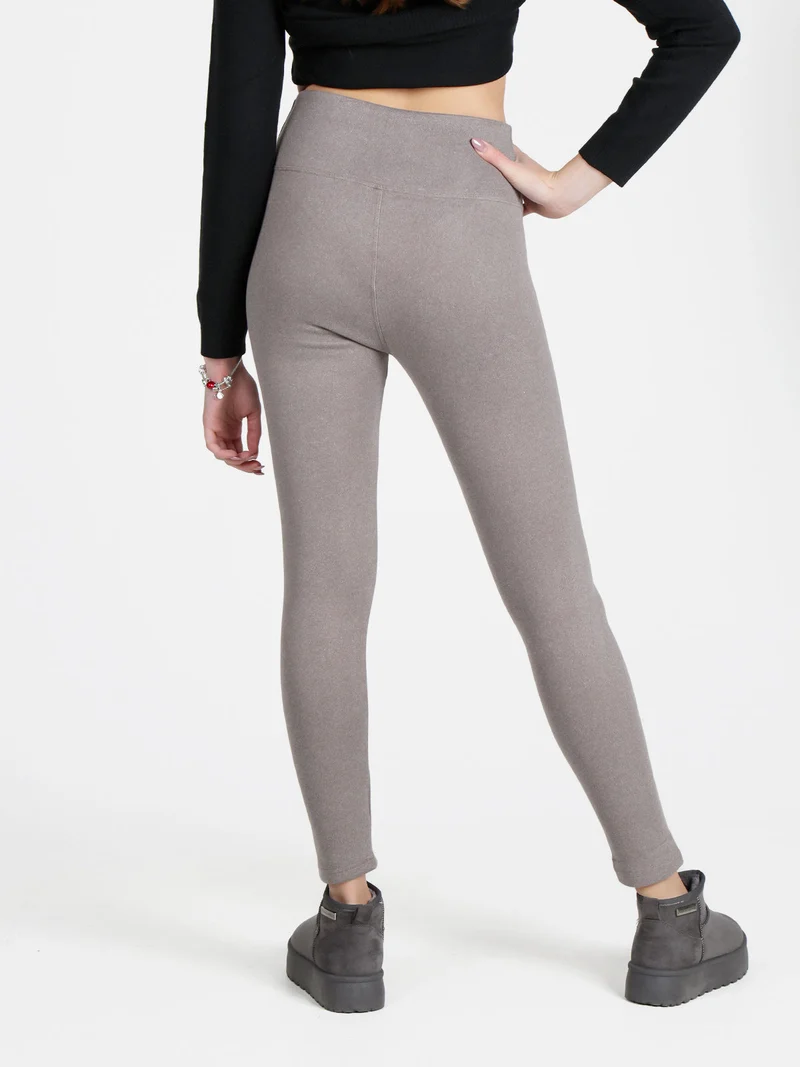 Leggings donna in pile - grigio