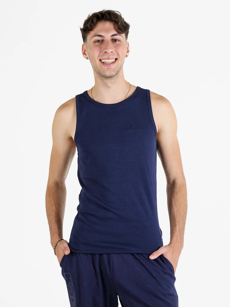 Canotta uomo in cotone con logo - blu scuro