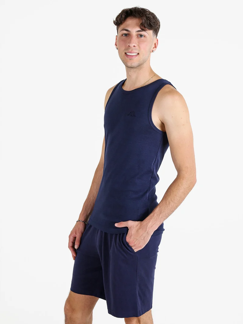 Canotta uomo in cotone con logo - blu scuro