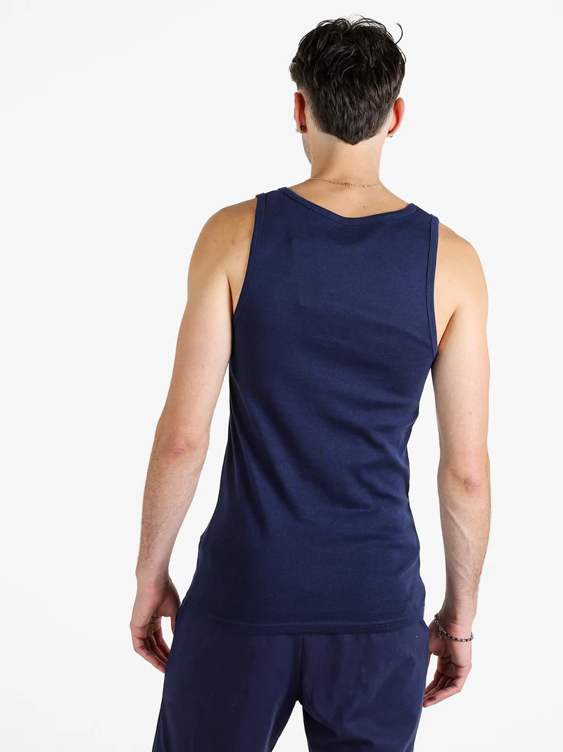 Canotta uomo in cotone con logo - blu scuro