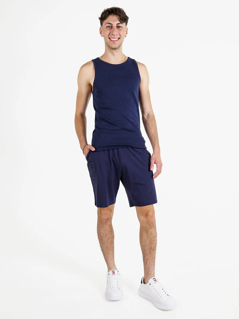 Canotta uomo in cotone con logo - blu scuro