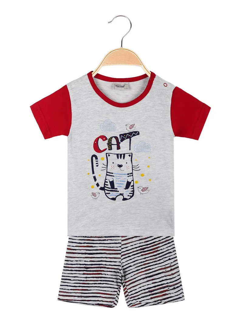 Pigiama corto neonato in cotone - grigio