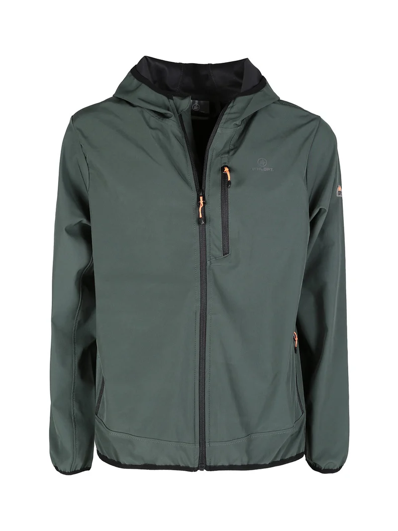 Giacca sportiva da uomo impermeabile con cappuccio e zip - militare