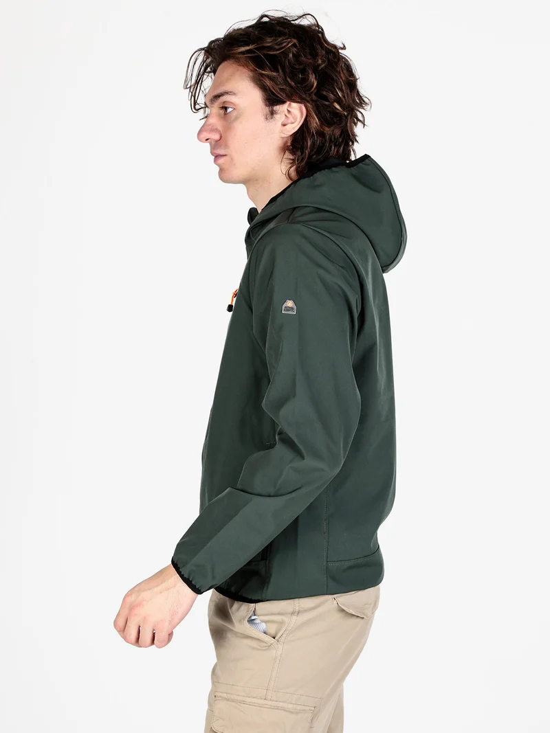 Giacca sportiva da uomo impermeabile con cappuccio e zip - militare