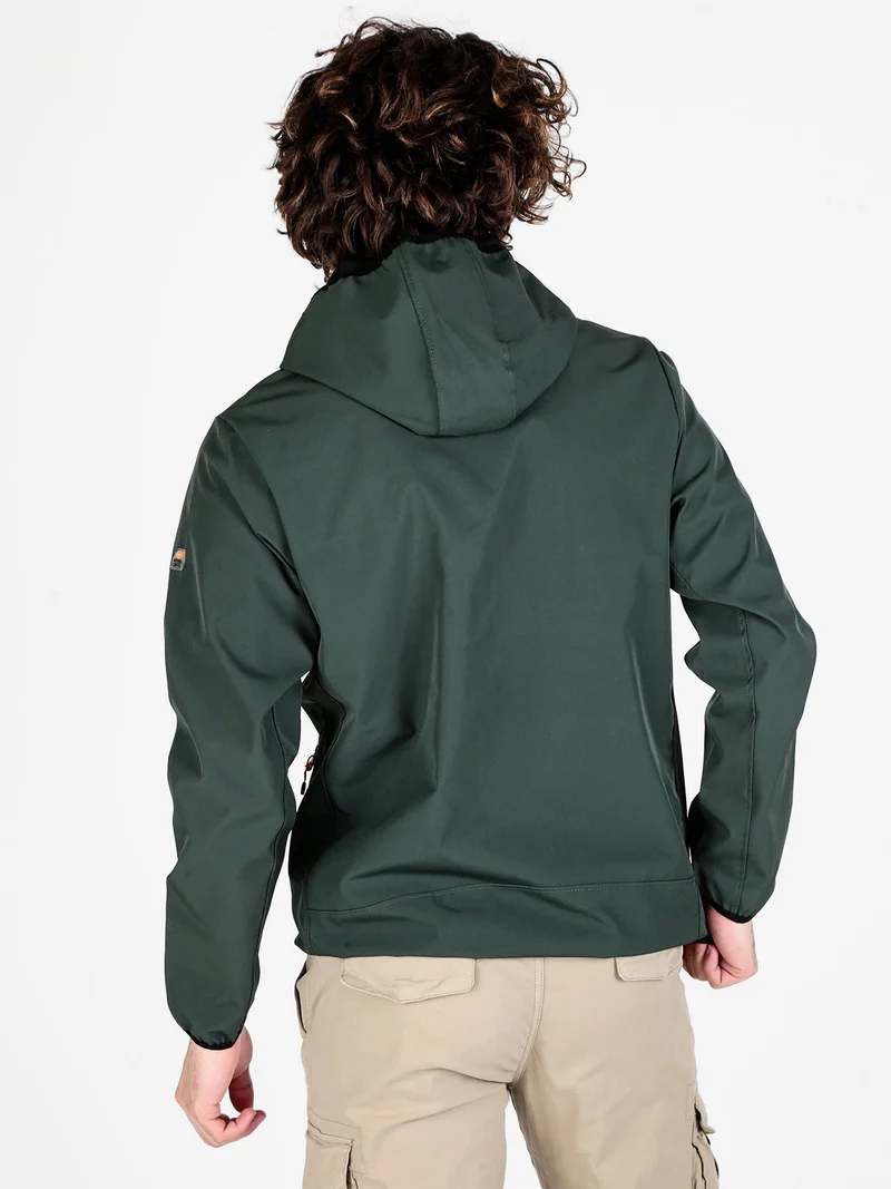 Giacca sportiva da uomo impermeabile con cappuccio e zip - militare